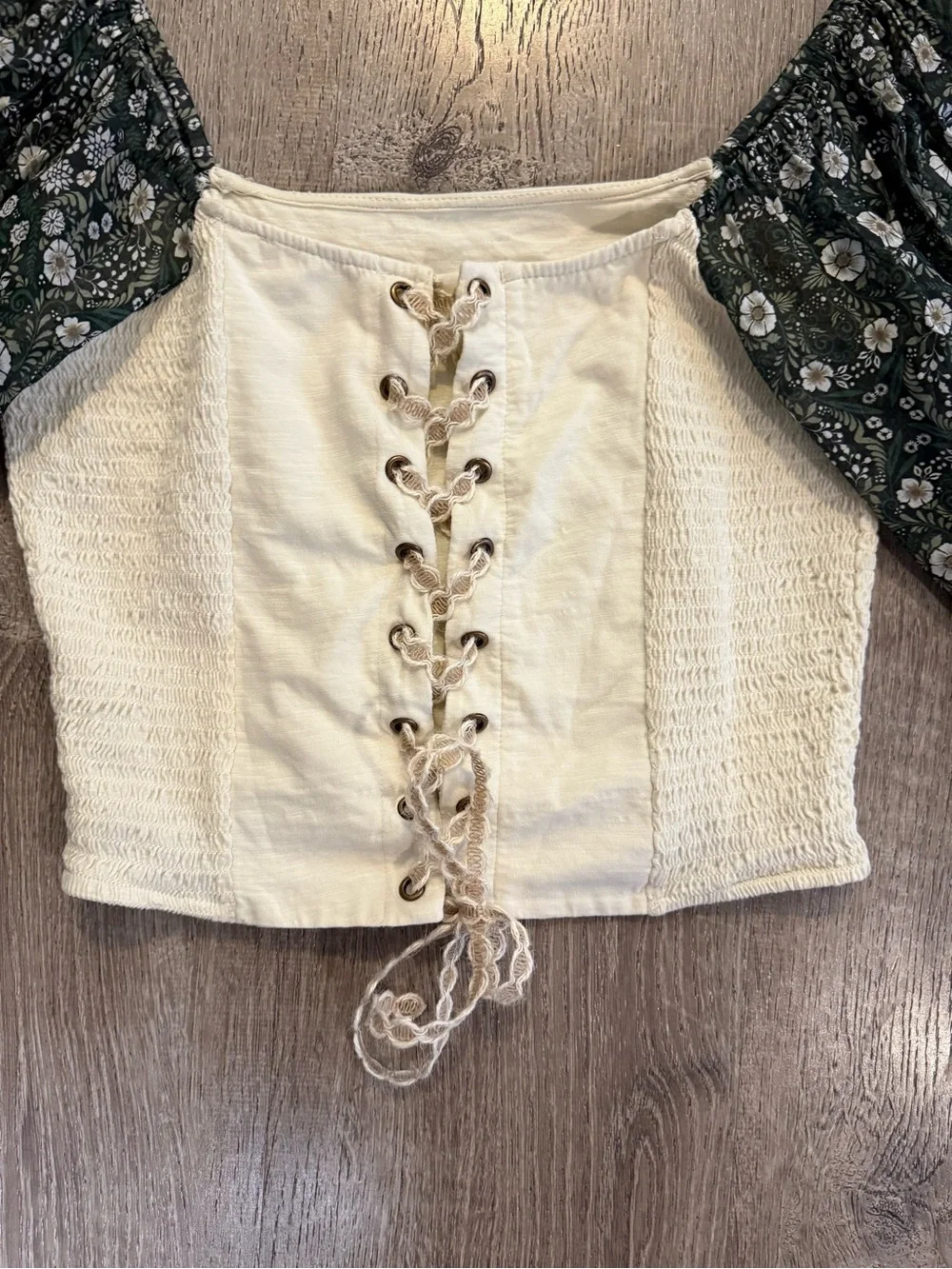 Anthropologie Forever That Girl Smocked Balloon-Sleeve Top (altered)